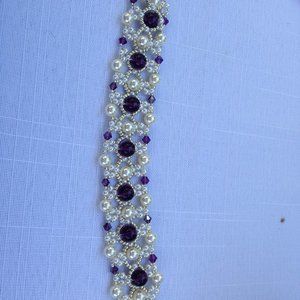 Handmade Bracelet /w Amethyst Beads & Swar Bicones